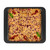 Tray of redcurrant crumble cake, cut into squares, topped with currants and mint.