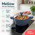 Blue 24cm stockpot with glass lid on hob