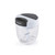Manual food chopper with clear bowl and black lid, showing internal stainless steel blades.