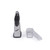 Stainless steel box grater with black handle, shown with two clear storage containers.