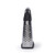 Stainless steel box grater with black handle shown upright