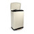 Cream rectangular pedal bin with open lid, black trim and soft-close mechanism