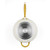 Cream non-stick frying pan with gold handles, base view, Salter branding.