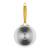 Cream frying pan with gold handle, base facing up, Salter branding visible