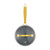 Cream saucepan with gold handle and lid, top view