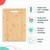 Bamboo chopping board with handle slot and icons showing key features