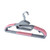 Pack of grey plastic clothes hangers with pink non-slip grips