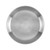 Silver stainless steel round tray shown from above