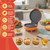 Orange compact grill with ridged plates; suitable for burgers, paninis and muffins