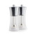 Pair of Salter clear acrylic and silver salt and pepper mills, front view