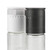 Pair of adjustable white and black glass grinders for salt and pepper.