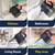 Handheld steam cleaner shown cleaning kitchen, bathroom, living room and play area surfaces