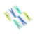 Pack of six plastic clothes pegs in assorted blue, green and aqua colours