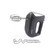 Black hand mixer with chrome beaters and dough hooks shown