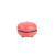 Compact red waffle maker with closed lid, front view