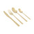 Four-piece gold cutlery set with knife, fork, tablespoon and teaspoon