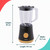 Black blender with clear jug, 39cm high, 19.1cm long and 21.7cm wide