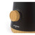 Close-up of black kettle base with wood-effect control knob and Progress logo