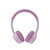 Pink wireless over-ear headphones, front view, showing padded ear cups and controls.