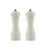 Set of two white manual mills for salt and pepper, curved design, suitable for kitchen use