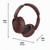 Brown over-ear wireless headphones with dimensions: 19cm high, 18.5cm long, 8cm wide