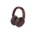 Brown over-ear wireless headphones with cushioned ear pads, angled front view