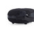 Close-up of black portable speaker showing USB-C charging port and fabric strap