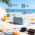 Blue portable speaker with 20-hour playtime, 16W output, IPX5 waterproof and LED lights