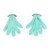 Pair of mint green microfibre cleaning gloves with grey cuffs, front view