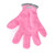 Pink microfibre cleaning glove with grey cuff, single glove shown palm up
