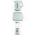 Set of mint green kettle, toaster and blender on white background