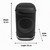 Black portable speaker with dimensions: 33 cm high, 20 cm long and 18 cm wide