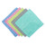 Pack of five microfibre cloths in assorted colours, shown flat.