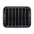 Black roasting tin with silver wire rack, shown from above