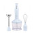 3-in-1 light blue hand blender set with whisk and chopper attachments