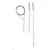 Set of three white flexible cleaning brushes for radiator and pipe cleaning.