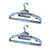 Pack of two grey plastic clothes hangers with light blue non-slip grips