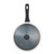 Grey non-stick frying pan with lid, black handle, shown top down.