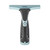 Electric window vacuum cleaner, black and blue, front view
