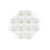White bath mat with twelve clear suction cups, shown from above