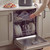 Open dishwasher with dishes and grey ice cube tray being loaded