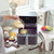 Grey Salter dual waffle maker with batter being poured into the open plates