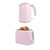 Pink kettle and toaster set. Toaster shown with bagel halves. Ideal for modern kitchens.