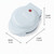 Light blue mini waffle maker with dimensions: 17.8cm long, 13cm wide, 9.7cm high