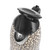 Beige electric kettle with black leopard print pattern, lid open, showing inside