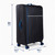 Large black suitcase with blue trim, 80 x 48.5 x 29.5 cm