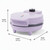 Purple mini waffle maker with dimensions: 10.1 cm high, 18.4 cm long, 22.7 cm wide