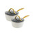Set of 2 cream saucepans with glass lids and gold handles
