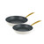 Set of two non-stick frying pans with gold handles