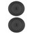 Two black round perforated cooking plates